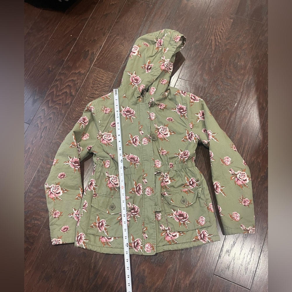 Joes Jeans Olive Floral Big Girls Jacket Sherpa Lining Size X-Large